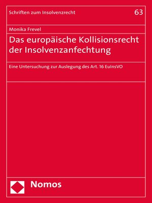 cover image of Das europäische Kollisionsrecht der Insolvenzanfechtung